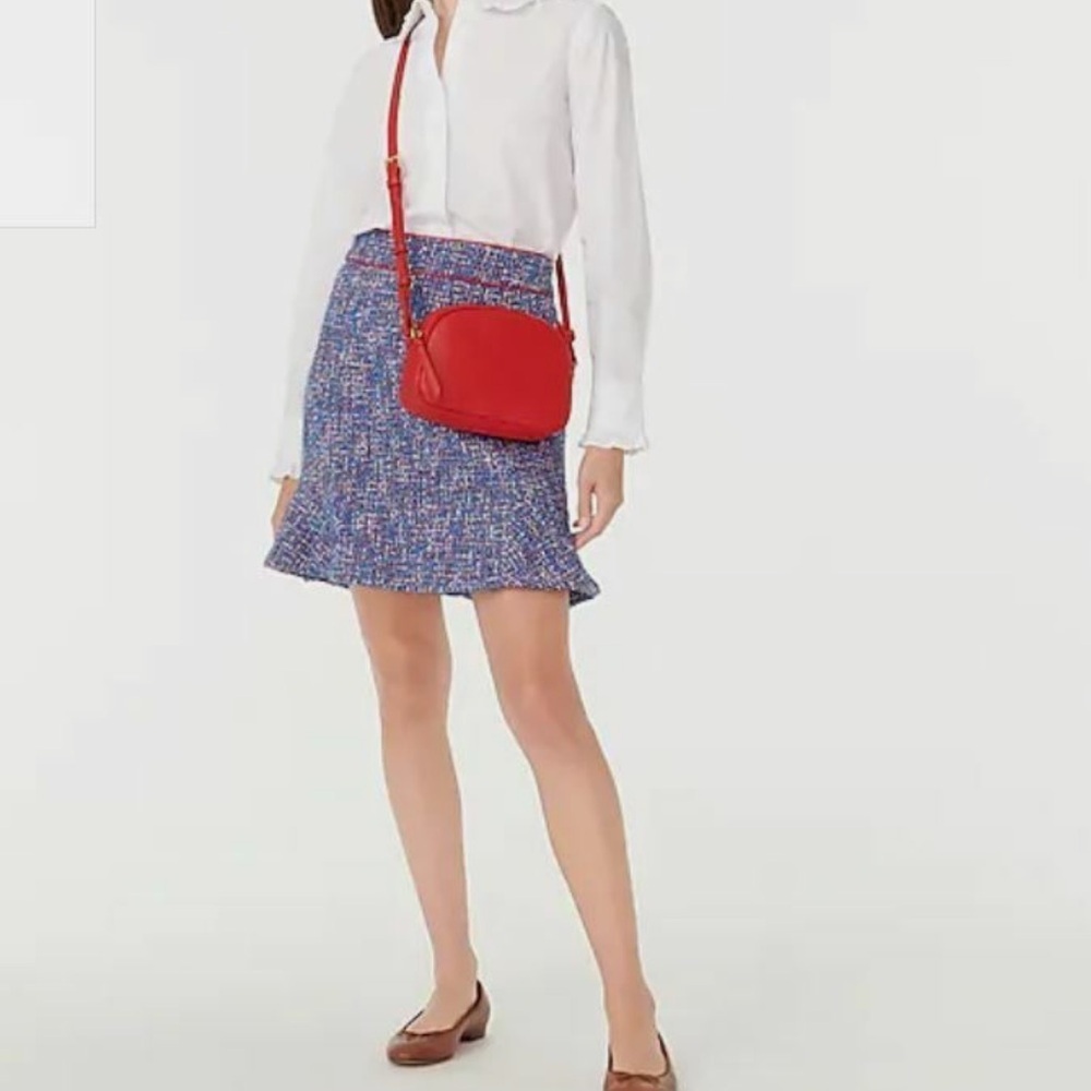 J Crew Womens Fluted Skirt in Blue Autumn Tweed Sz 6 Preppy Classic Chic Office